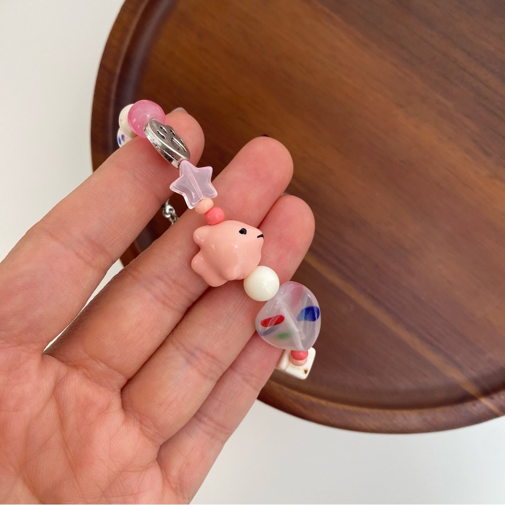 4/$15 Ceramic Porcelain Pink Fish Beaded Bracelet